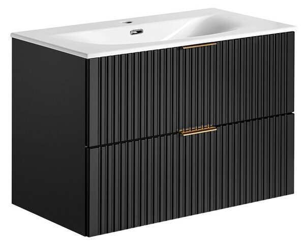 Comad Závěsná skříňka Casad se zápustným umyvadlem 80 cm černá