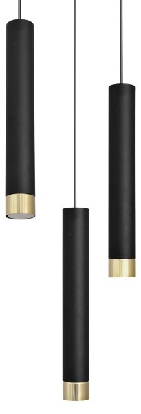 LED Lustr na lanku TUBA 3xGU10/6,5W/230V černá/zlatá