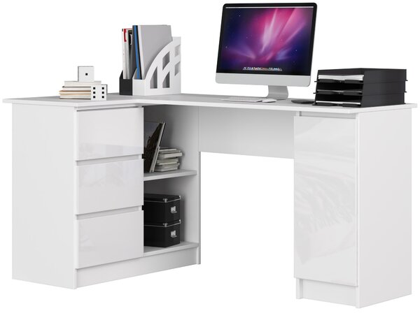 Ak furniture Rohový psací stůl B20 155 cm bílý lesk levý