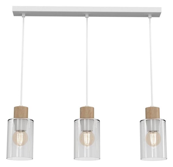 Lustr na lanku MADERA 3xE27/60W/230V bílá/dřevo