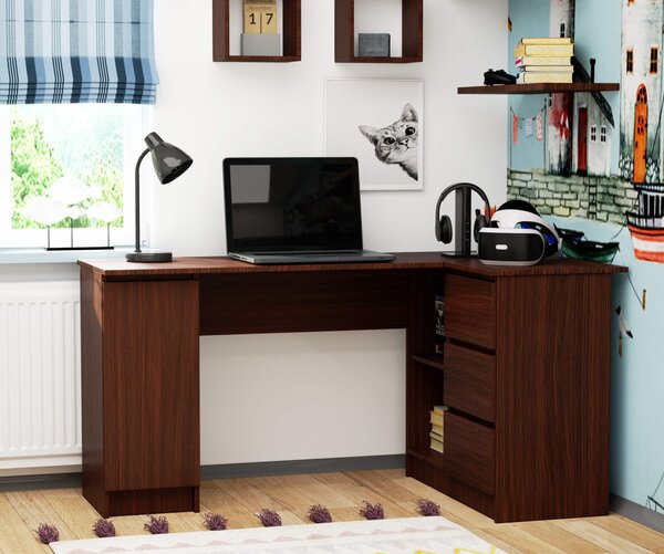 Ak furniture Rohový psací stůl B20 155 cm wenge pravý