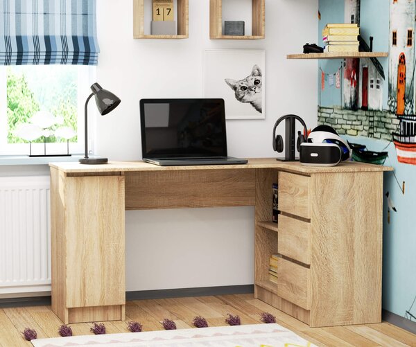 Ak furniture Rohový psací stůl B20 155 cm dub sonoma pravý