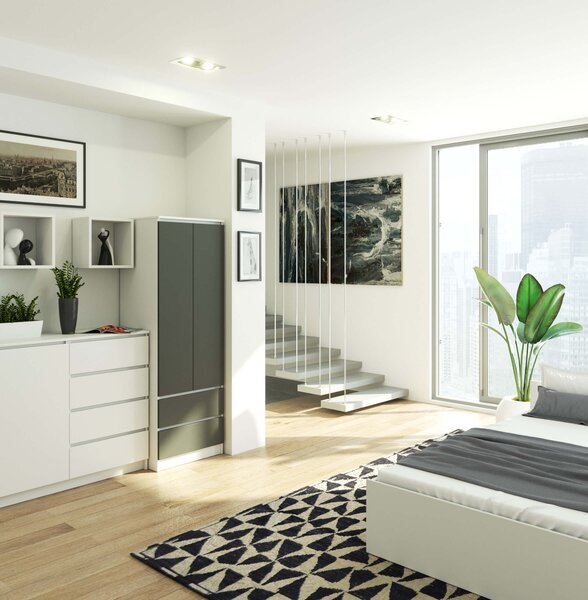 Ak furniture Šatní skříň STAR 60 cm bílá/grafitová