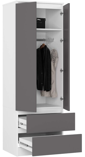 Ak furniture Šatní skříň STAR 60 cm bílá/grafitová