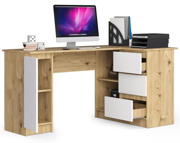 Ak furniture Rohový psací stůl B20 155 cm dub artisan/bílý pravý