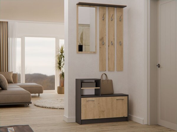 TP Living Předsíňová stěna GARDE 85 cm antracitová/dub artisan
