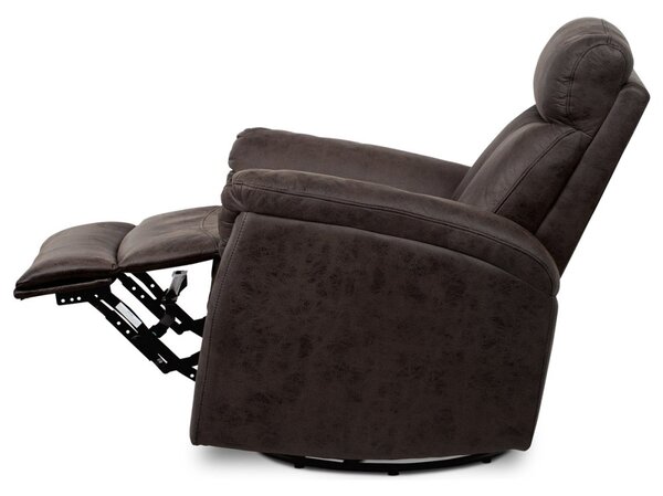 Relaxační polohovací křeslo EVAN — otáčení, pohupování, látka, hnědá