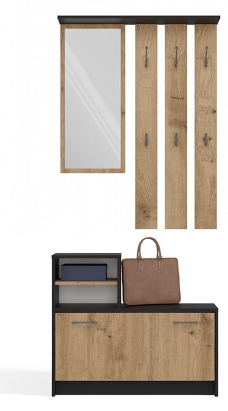 TP Living Předsíňová stěna GARDE 85 cm antracitová/dub artisan