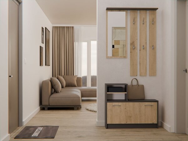 TP Living Předsíňová stěna GARDE 85 cm antracitová/dub artisan