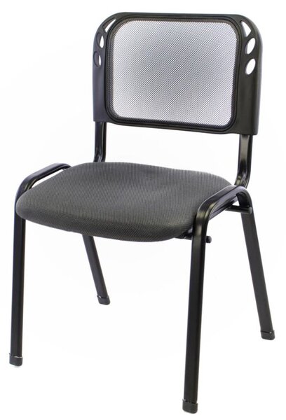 Konferenční židle s šedým sedákem, kovový rám, stohovatelná
