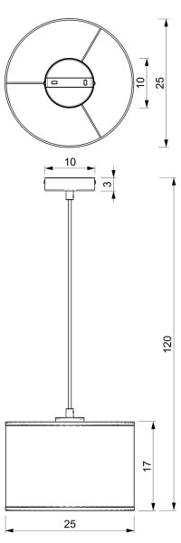 Lustr na lanku LOFT SHADE 1xE27/60W/230V pr. 25 cm černá/zlatá