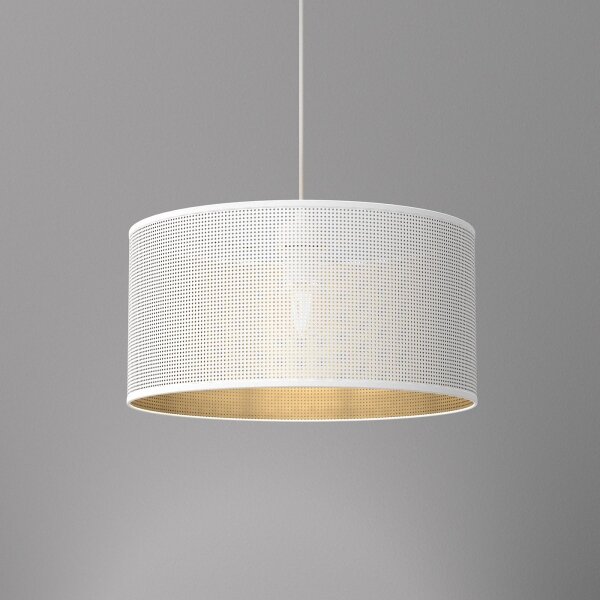 Lustr na lanku LOFT SHADE 1xE27/60W/230V pr. 40 cm bílá/zlatá