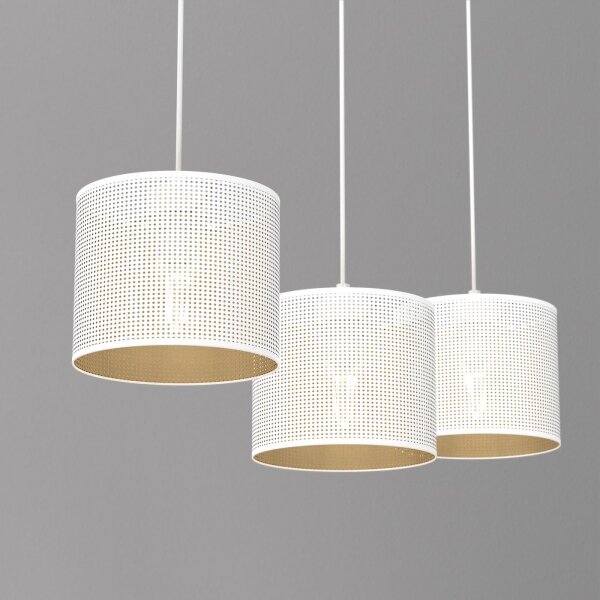 Lustr na lanku LOFT SHADE 3xE27/60W/230V bílá/zlatá