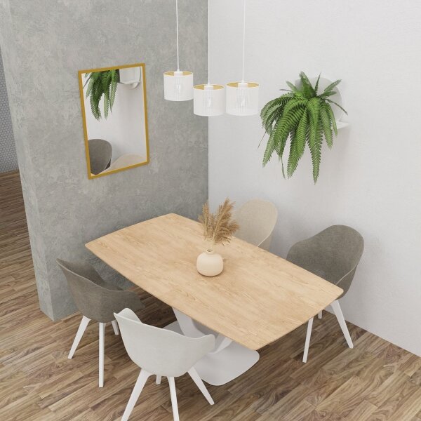 Lustr na lanku LOFT SHADE 3xE27/60W/230V bílá/zlatá