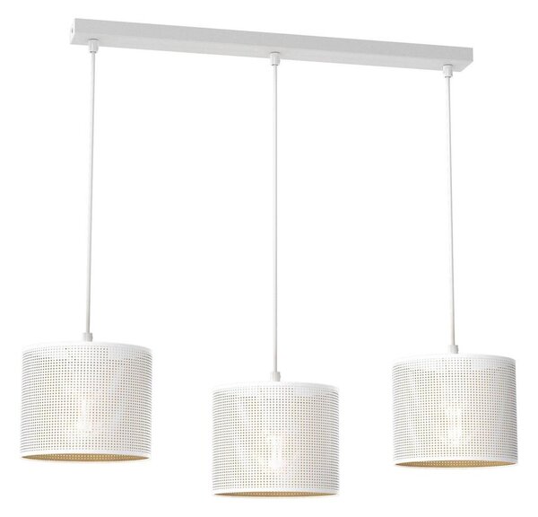 Lustr na lanku LOFT SHADE 3xE27/60W/230V bílá/zlatá