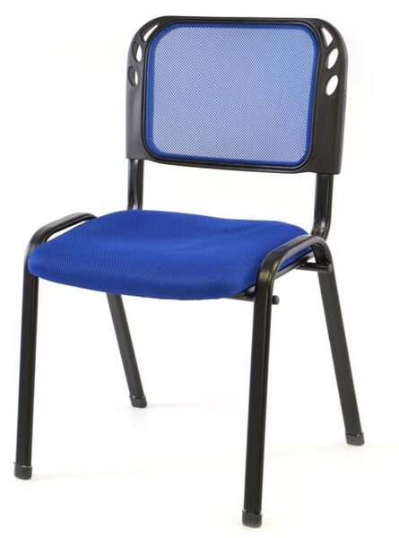 Konferenční židle s modrým sedákem, kovový rám, stohovatelná