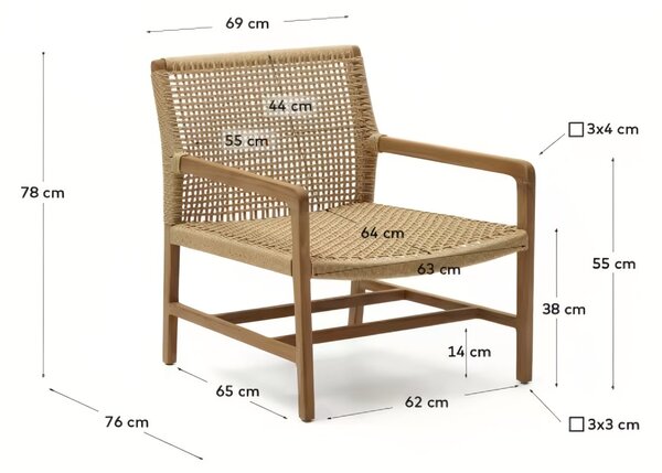 Teakové zahradní křeslo Kave Home Sabolla s výpletem