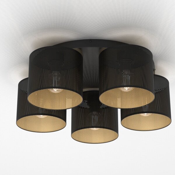 Lustr přisazený LOFT SHADE 5xE27/60W/230V černá/zlatá
