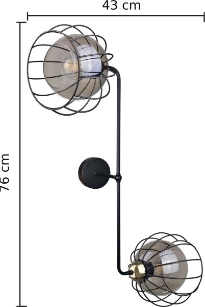 Nástěnné svítidlo SOLO BLACK 2xE27/60W/230V černá/zlatá