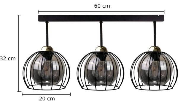 Přisazený lustr SOLO BLACK 3xE27/60W/230V černá/zlatá