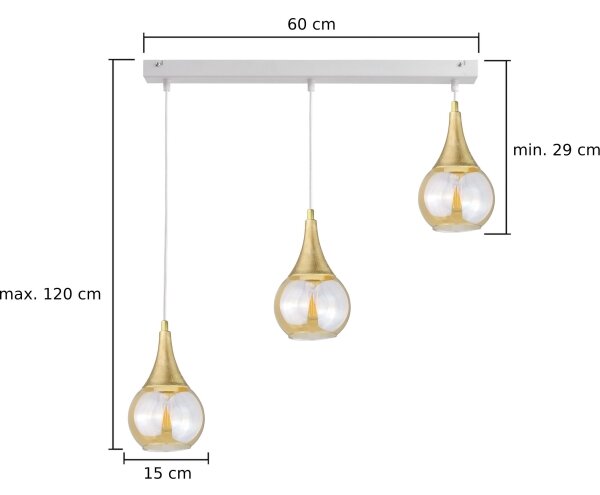 Lustr na lanku LACRIMA WHITE 3xE27/60W/230V