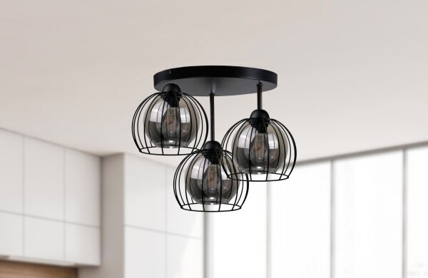Přisazený lustr SOLO BLACK 3xE27/60W/230V pr. 30 cm