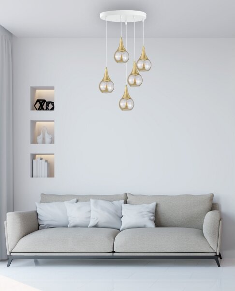 Lustr na lanku LACRIMA WHITE 5xE27/60W/230V pr. 45 cm