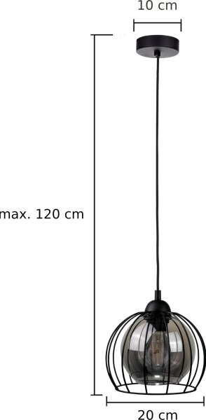 Lustr na lanku SOLO BLACK 1xE27/60W/230V