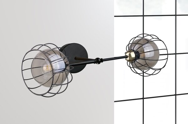 Nástěnné svítidlo SOLO BLACK 2xE27/60W/230V černá/zlatá