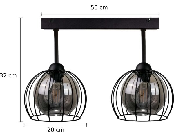 Přisazený lustr SOLO BLACK 2xE27/60W/230V