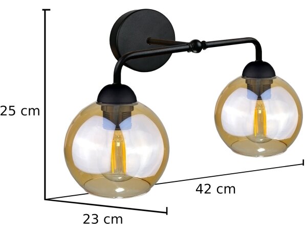 Nástěnné svítidlo MELLE BLACK 2xE27/60W/230V