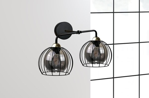 Nástěnné svítidlo SOLO BLACK 2xE27/60W/230V černá/zlatá