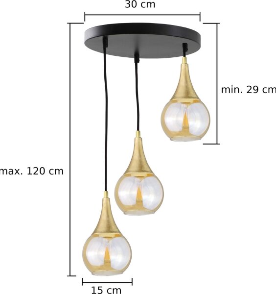 Lustr na lanku LACRIMA HONEY 3xE27/60W/230V pr. 30 cm
