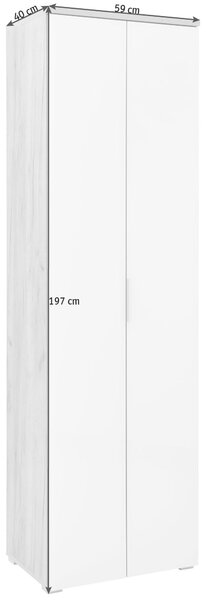 SKŘÍŇ NA ODĚV, bílá, barvy dubu, 59/197/40 cm Voleo - Šatní skříně