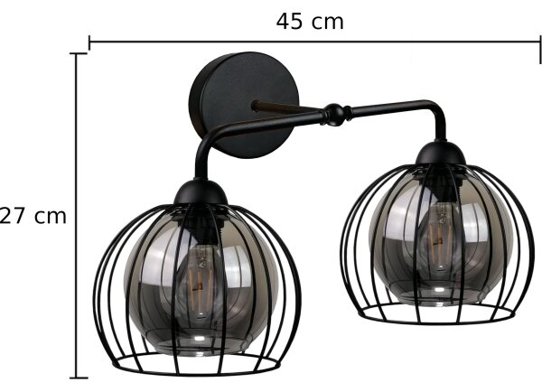 Nástěnné svítidlo SOLO BLACK 2xE27/60W/230V černá/zlatá