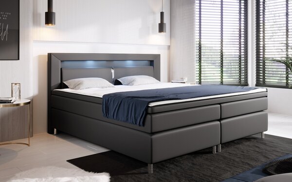 Boxspring postel HYPNOS s úložným prostorem a LED, eko kůže