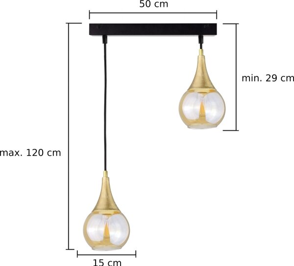 Lustr na lanku LACRIMA HONEY 2xE27/60W/230V