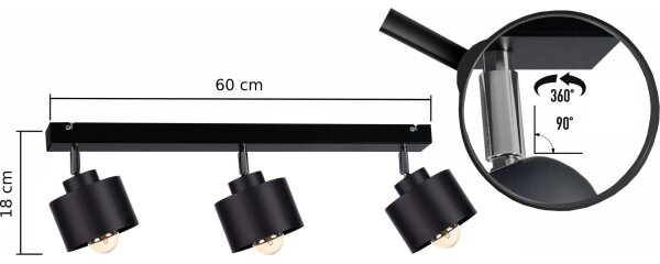 Bodové svítidlo SIMPLY BLACK 3xE27/60W/230V