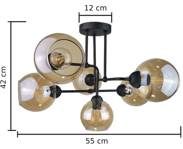 Přisazený lustr MONDE BLACK 6xE27/60W/230V
