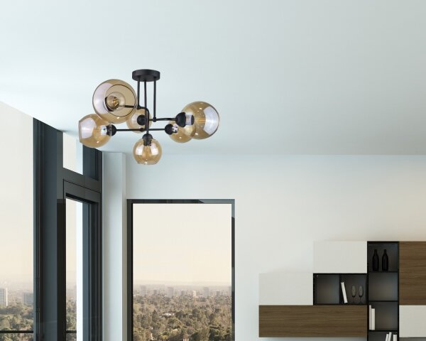 Přisazený lustr MONDE BLACK 6xE27/60W/230V