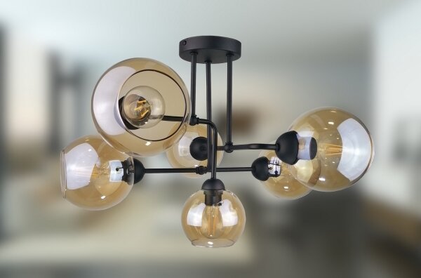 Přisazený lustr MONDE BLACK 6xE27/60W/230V