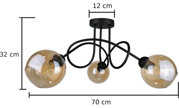 Přisazený lustr VENUS BLACK 3xE27/60W/230V