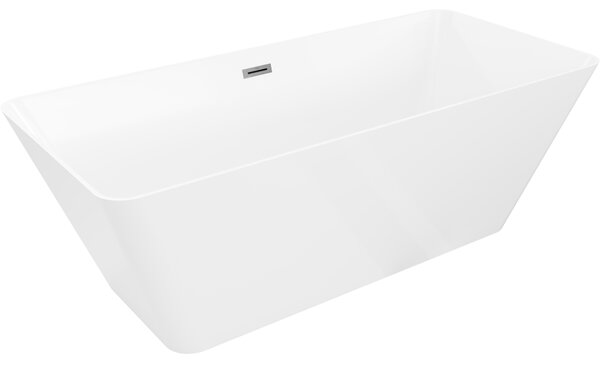 Mexen Velo Slim, volně stojící vana 170 × 75 cm, bílá lesklá, grafitový přepad, 52811707500-66