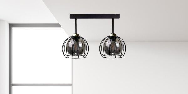 Přisazený lustr SOLO BLACK 2xE27/60W/230V černá/zlatá
