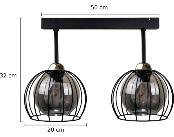 Přisazený lustr SOLO BLACK 2xE27/60W/230V černá/zlatá