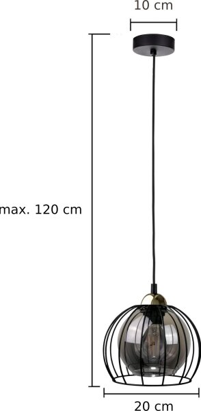 Lustr na lanku SOLO BLACK 1xE27/60W230V černá/zlatá