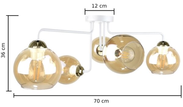 Přisazený lustr MONDE WHITE 5xE27/60W/230V