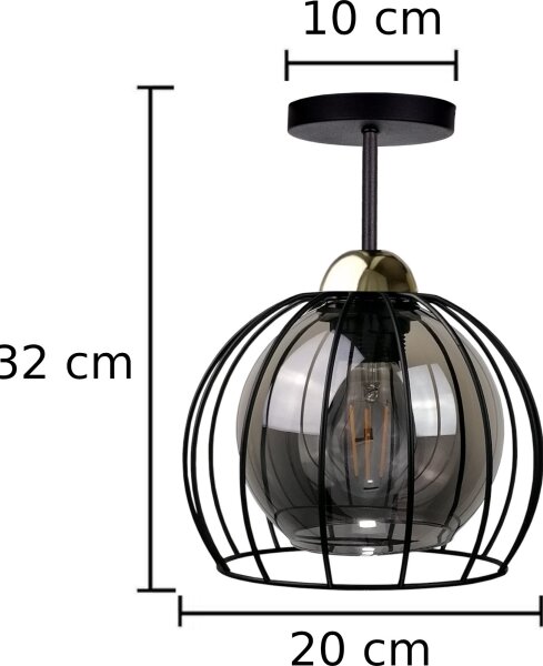 Přisazený lustr SOLO BLACK 1xE27/60W/230V černá/zlatá