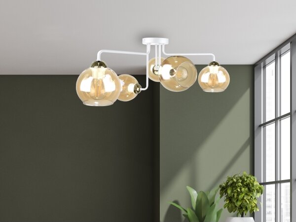 Přisazený lustr MONDE WHITE 5xE27/60W/230V