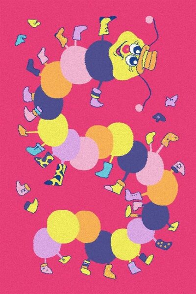 Dětský kusový koberec Agnella Funky Top Iwo Stonožka Růžový Rozměr: 160x220 cm